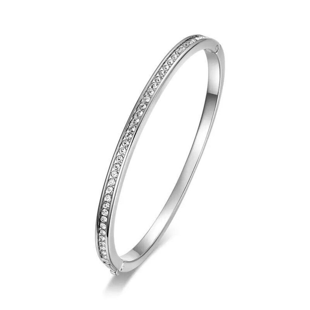Simple and Elegant Bangle Bracelet with CZ